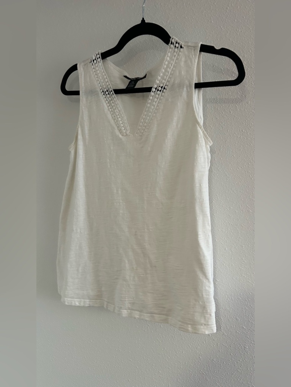 Style & Co. White Crochet V-Neck Tank